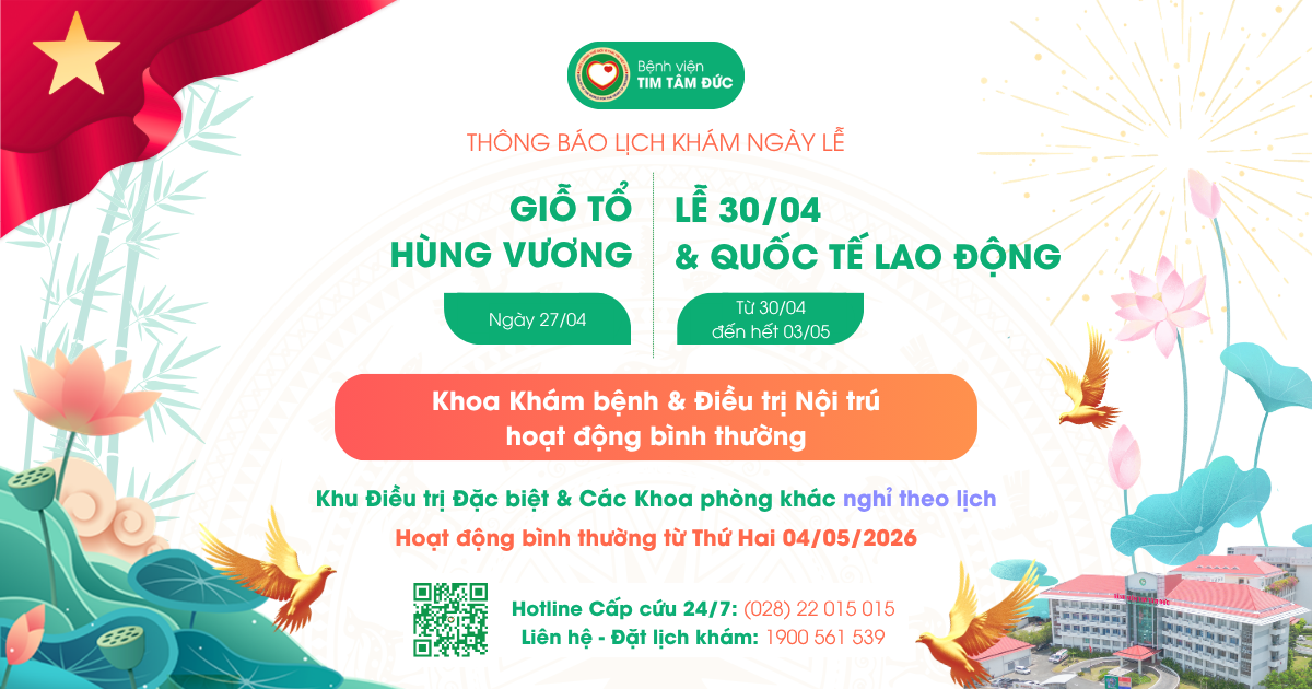 Thông báo lịch khám ngày lễ Giỗ Tổ Hùng Vương & Lễ 30/04 – 01/05 năm 2026