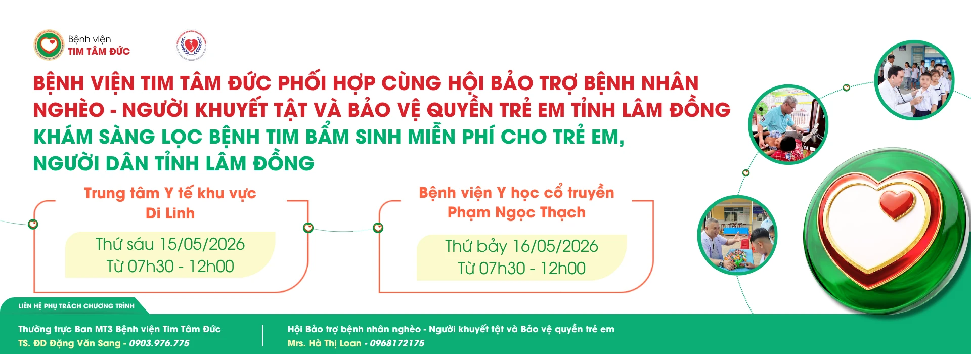 Tâm Đức khám tim miễn phí tại tỉnh Lâm Đồng ngày 15 & 16/05/2026