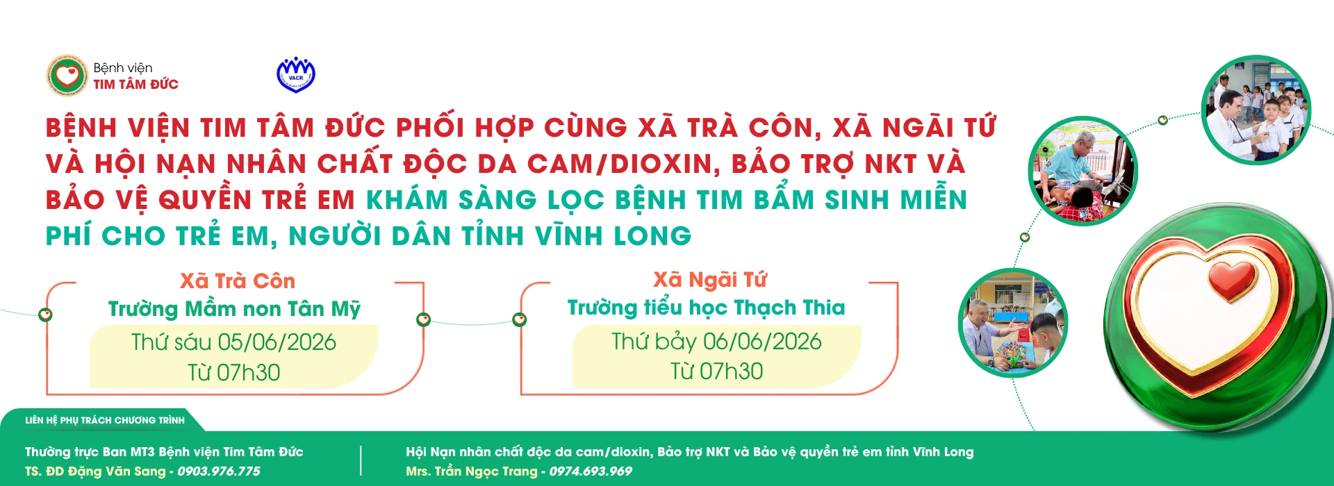 Tâm Đức khám sàng lọc bệnh tim miễn phí Đợt 2 tại tỉnh Vĩnh Long ngày 5 & 6/6/2026