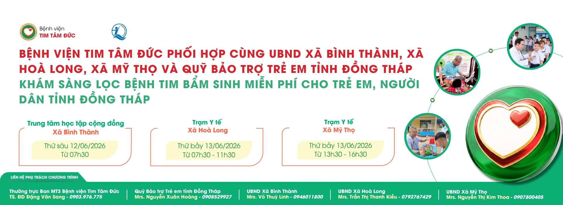 Tâm Đức khám sàng lọc bệnh tim miễn phí tại tỉnh Đồng Tháp ngày 12 & 13/6/2026