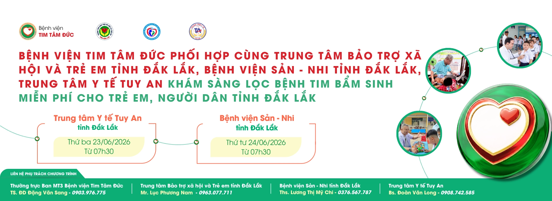 Tâm Đức khám sàng lọc bệnh tim miễn phí tại tỉnh Đắk Lắk ngày 23 & 24/6/2026