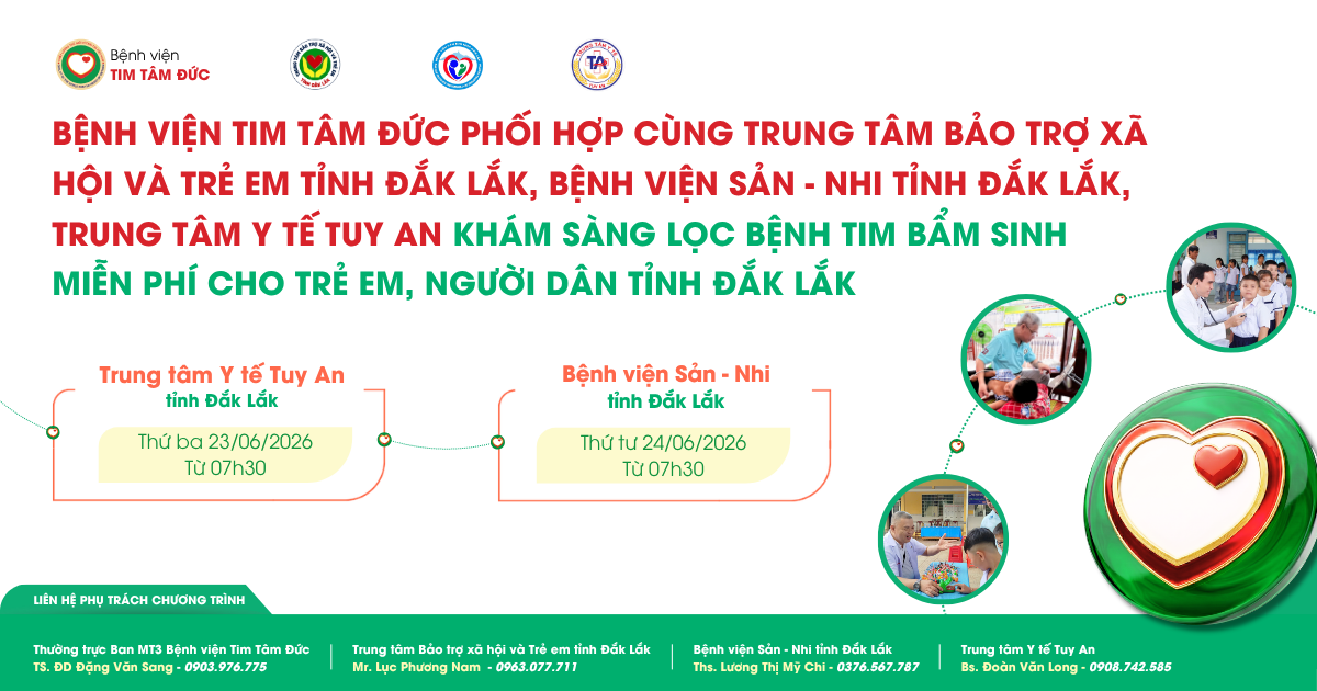 Tâm Đức khám sàng lọc bệnh tim miễn phí tại tỉnh Đắk Lắk ngày 23 & 24/6/2026