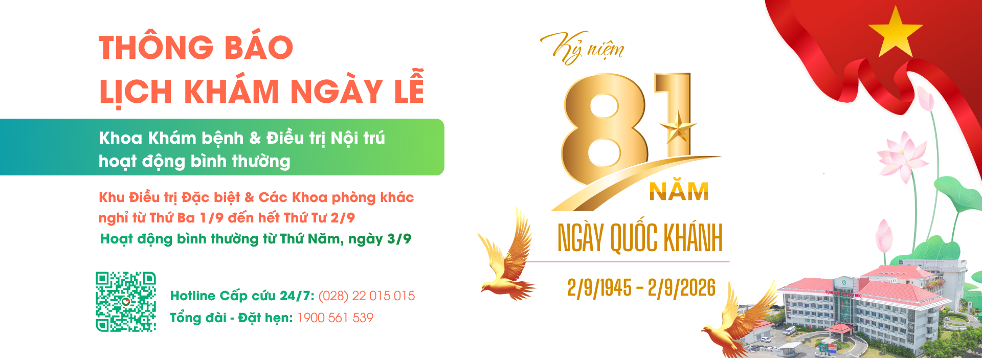 Thông báo: Lịch khám ngày Lễ Quốc khánh 02/09/2026
