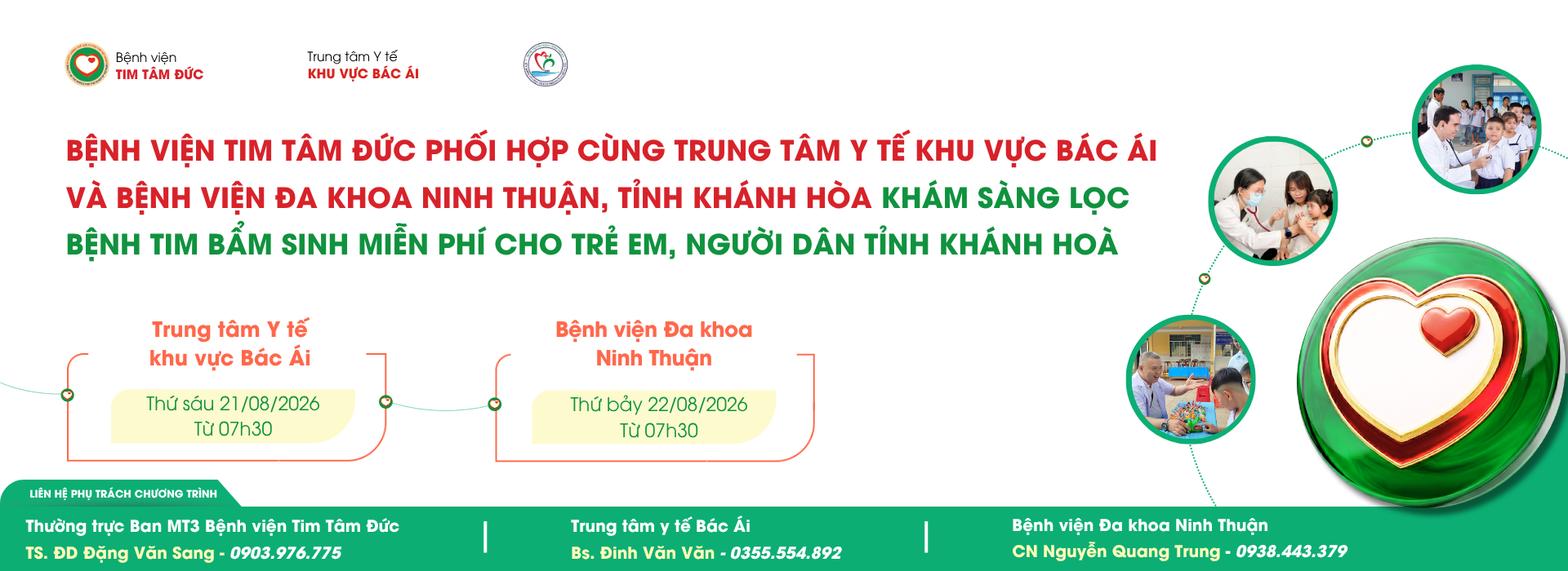 Tâm Đức khám sàng lọc bệnh tim miễn phí tại tỉnh Khánh Hoà ngày 21 & 22/8/2026
