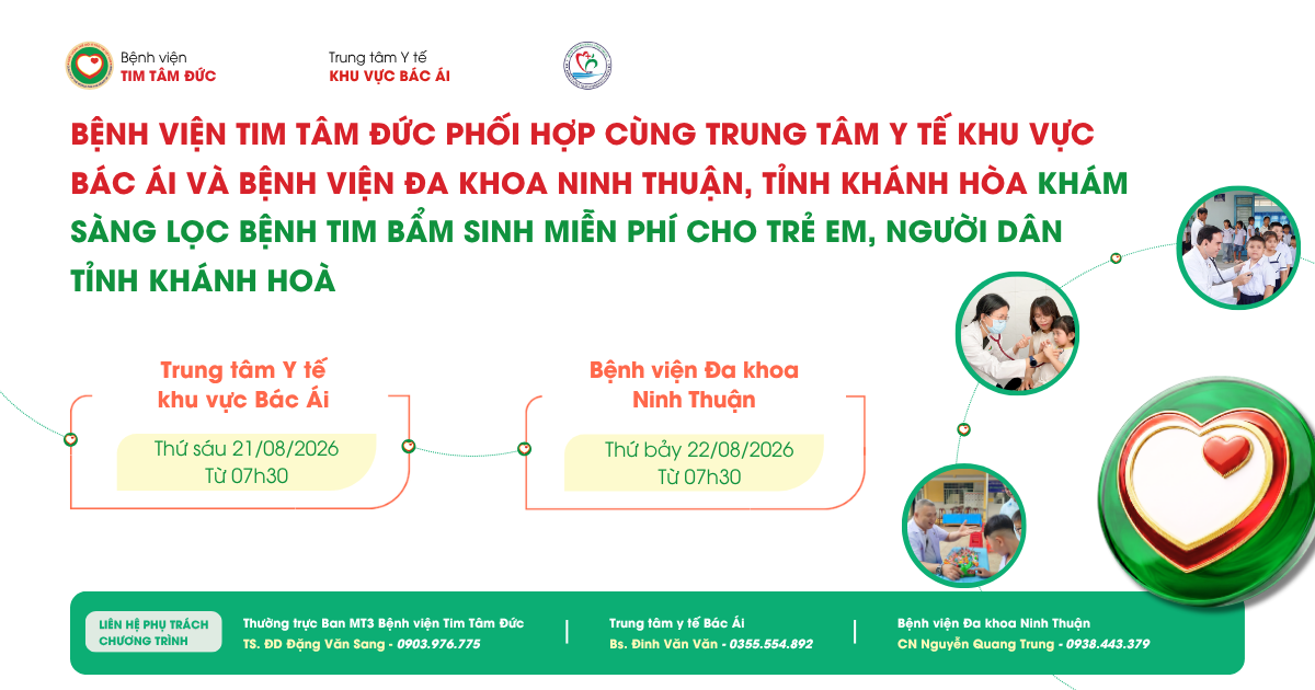 Tâm Đức khám sàng lọc bệnh tim miễn phí tại tỉnh Khánh Hoà ngày 21 & 22/8/2026
