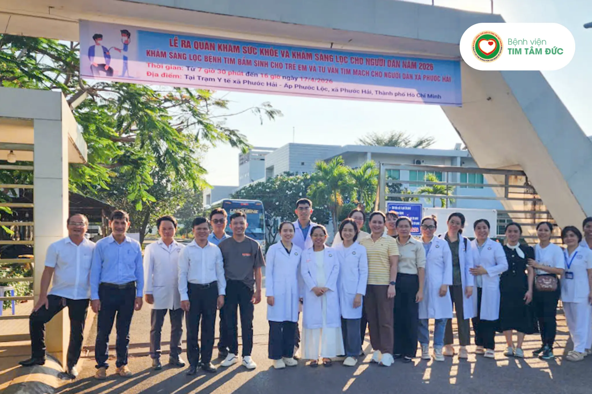 Bệnh viện Tim Tâm Đức đồng phối hợp khám sàng lọc tim mạch cho trẻ em và người lớn tại Xã Phước Hải ngày 17/04/2026.