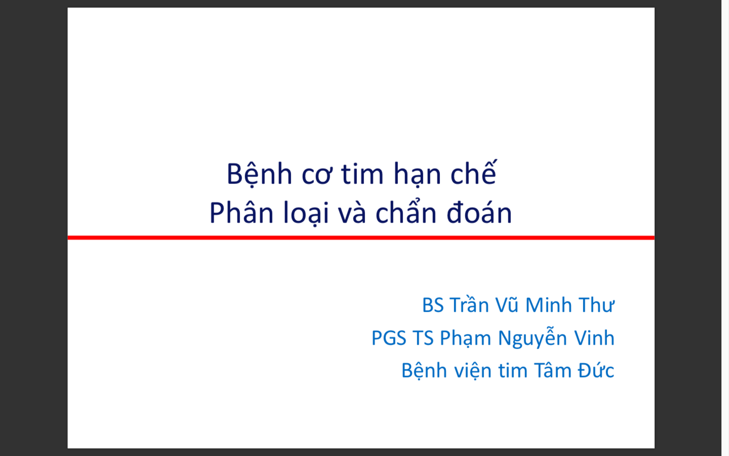 Bệnh cơ tim hạn chế - Phân loại và chẩn đoán