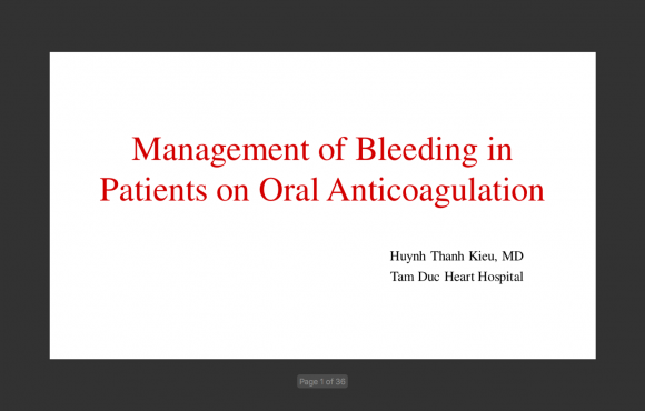 Management of Bleeding in Patients on Oral Anticoagulation