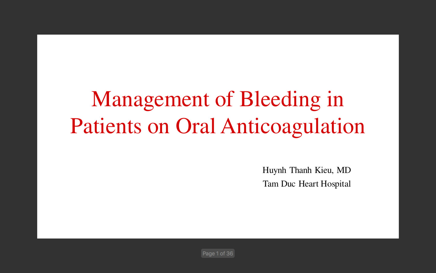 Management of Bleeding in Patients on Oral Anticoagulation